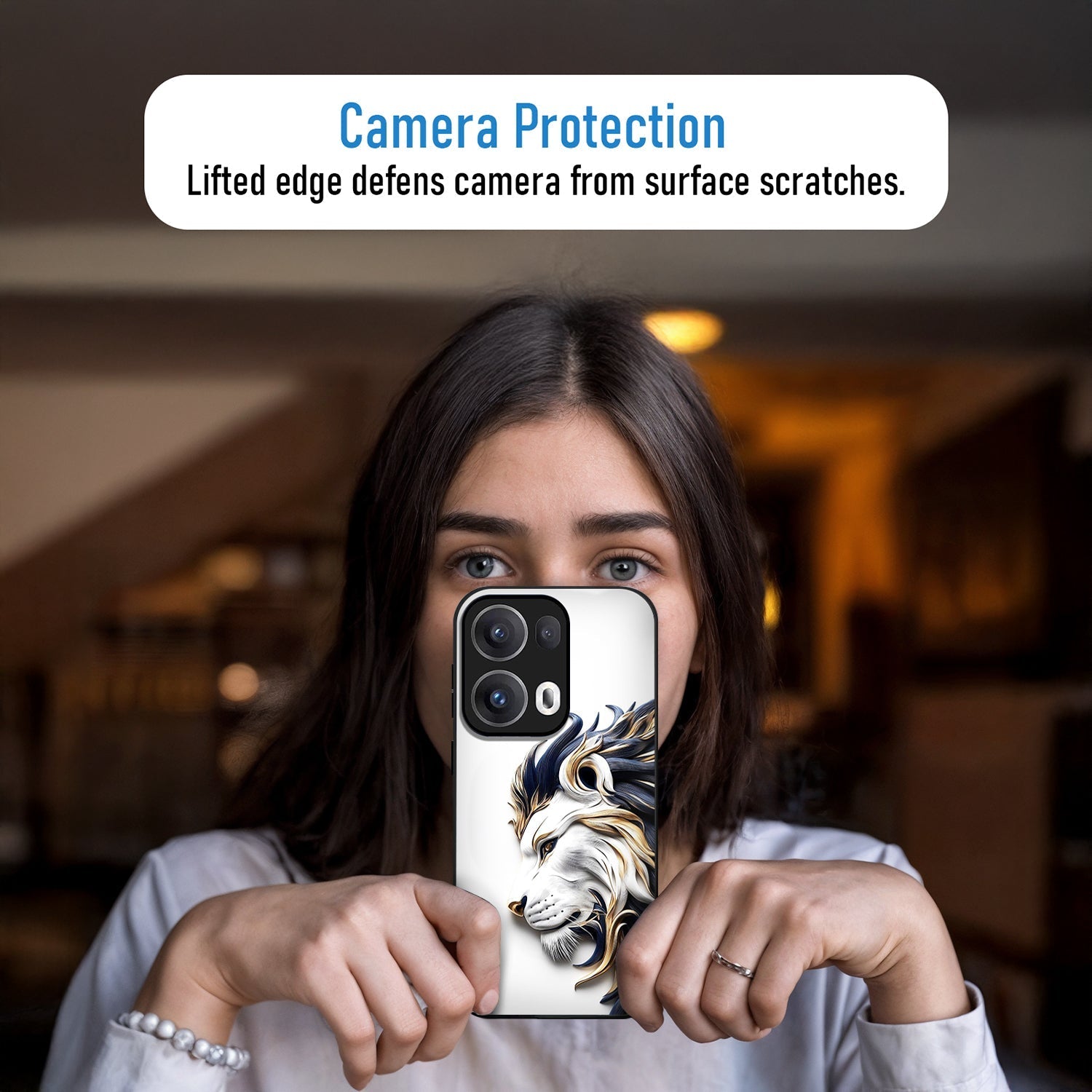 Oppo Reno13 5G Premium Acrylic Shockproof Glass Back Case (White King)