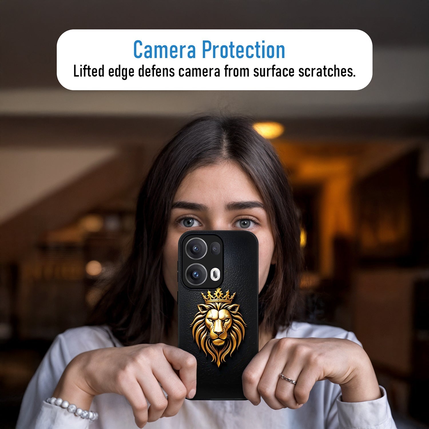 Oppo Reno13 5G Premium Acrylic Shockproof Glass Back Case (Lion King)