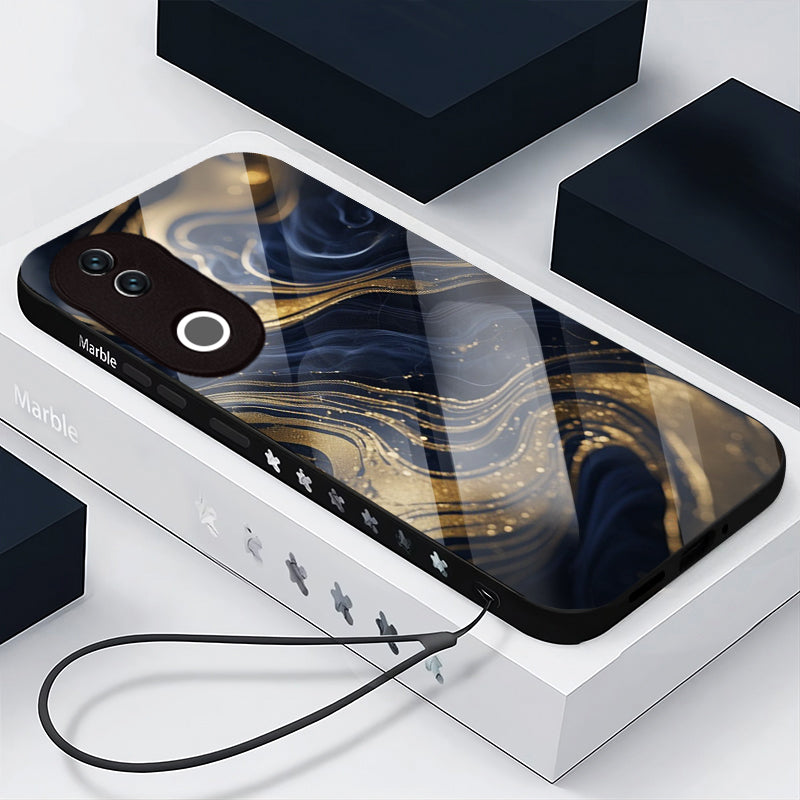 Vivo V50 5G Premium Acrylic Shockproof Glass Back Case (Night Sky Marble)