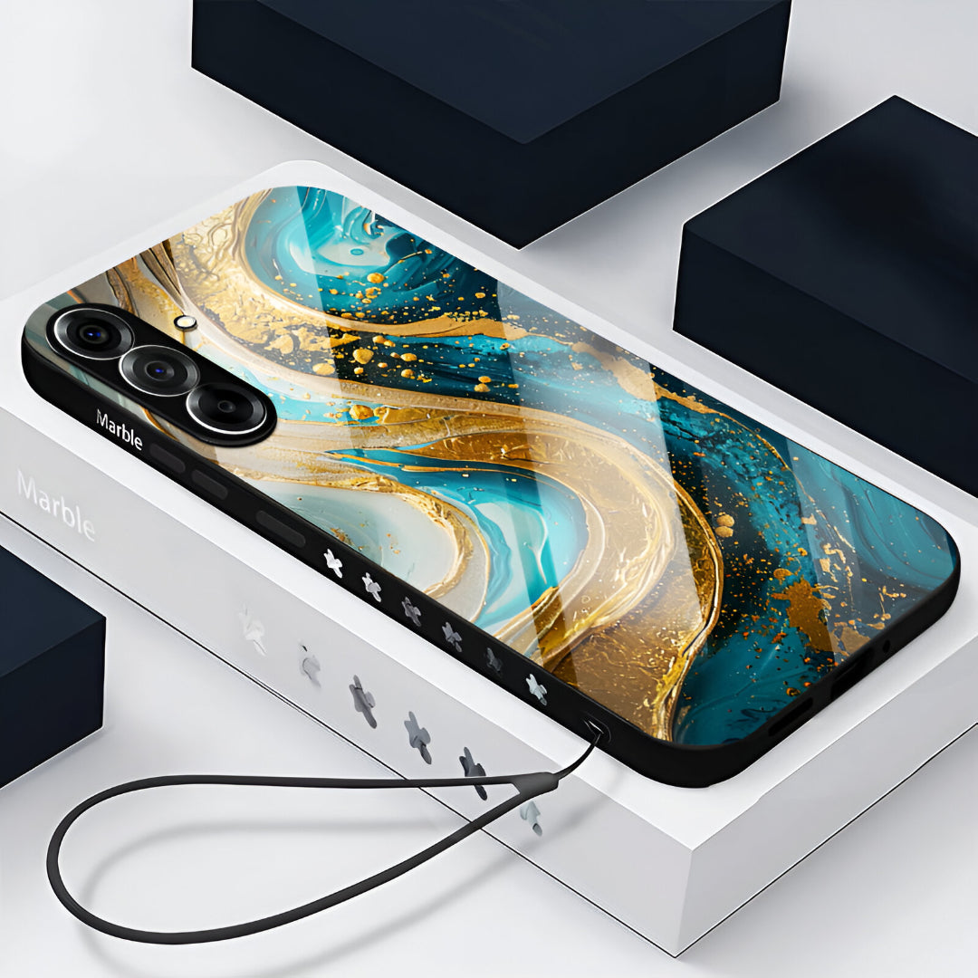 Samsung Galaxy A56 5G Premium Acrylic Shockproof Glass Back Case (Ocean Gold)