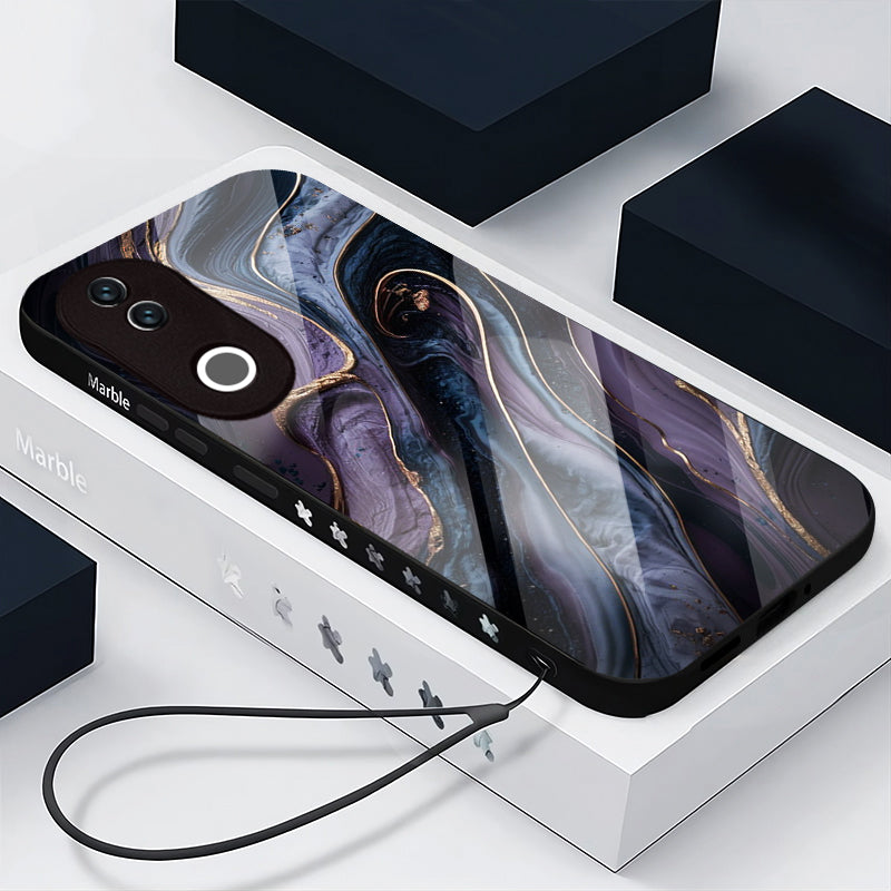 Vivo V50 5G Premium Acrylic Shockproof Glass Back Case (Purple Crystal Marble)
