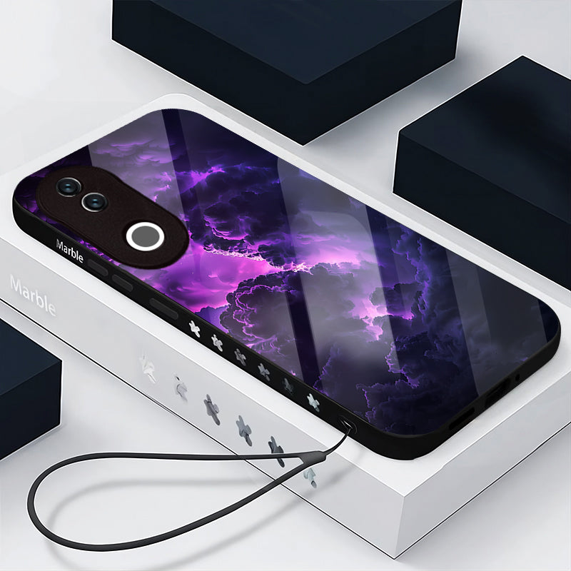 Vivo V50 5G Premium Acrylic Shockproof Glass Back Case (Violet Storm Surge)
