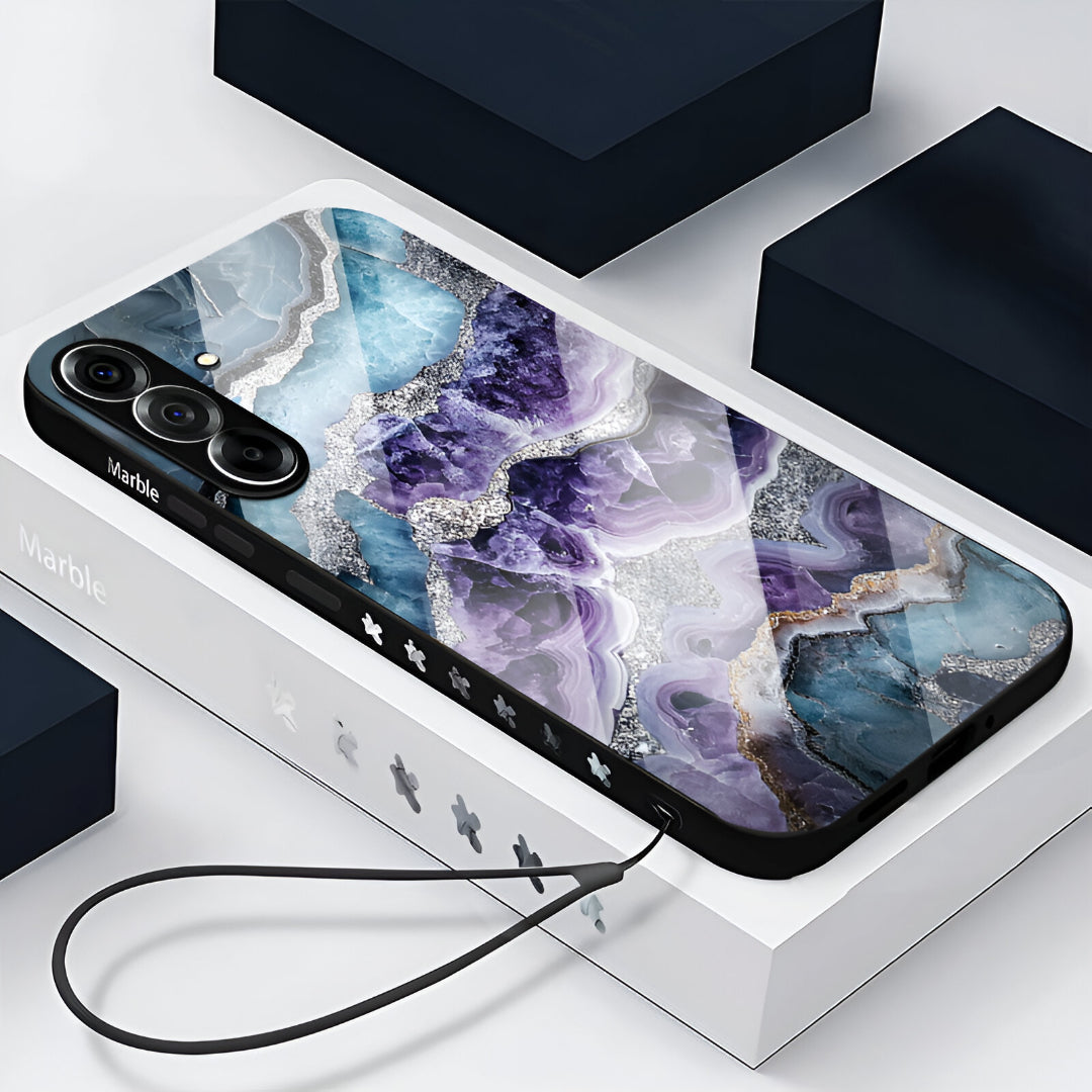Samsung Galaxy A56 5G Premium Acrylic Shockproof Glass Back Case (Mystic Glacier Marble)
