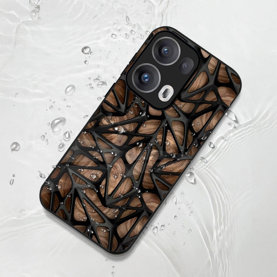 Oppo Reno13 5G Premium Acrylic Shockproof Glass Back Case (Marble Wood Texture)