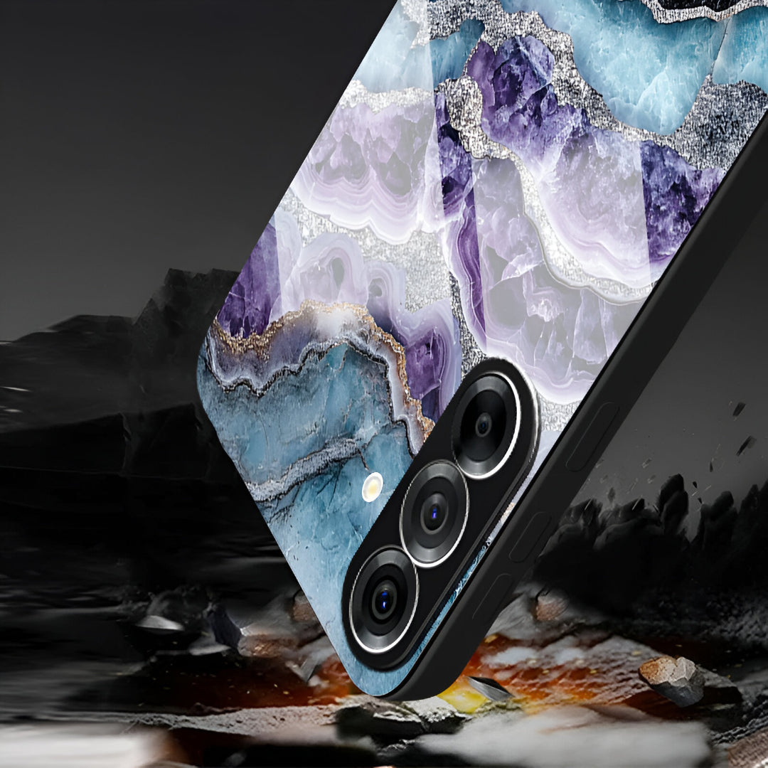 Samsung Galaxy A36 5G Premium Acrylic Shockproof Glass Back Case (Mystic Glacier Marble)