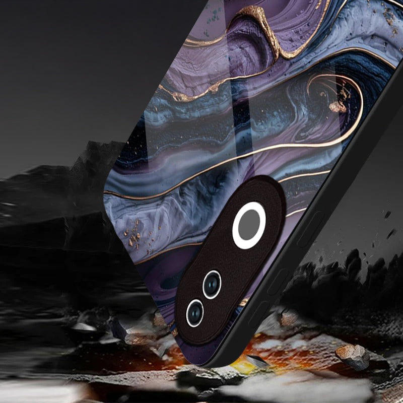 Vivo V50 5G Premium Acrylic Shockproof Glass Back Case (Purple Crystal Marble)