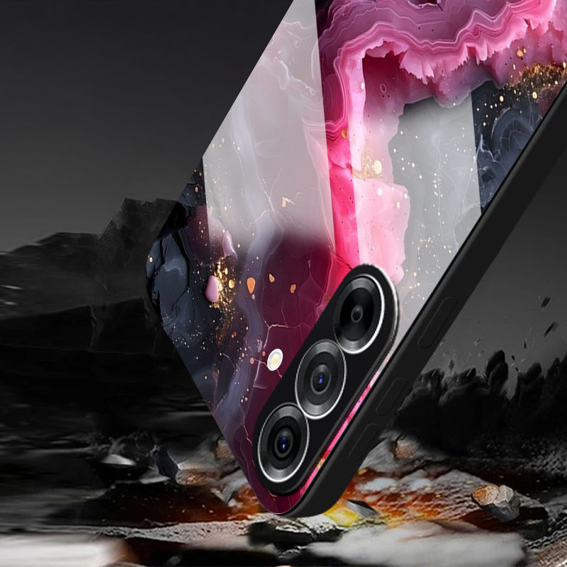 Samsung Galaxy A56 5G Premium Acrylic Shockproof Glass Back Case (Pink Aura Crystal)