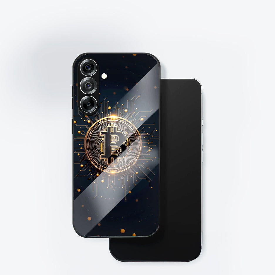 Samsung Galaxy A36 5G Premium Acrylic Shockproof Glass Back Case (Bitcoin Armor)