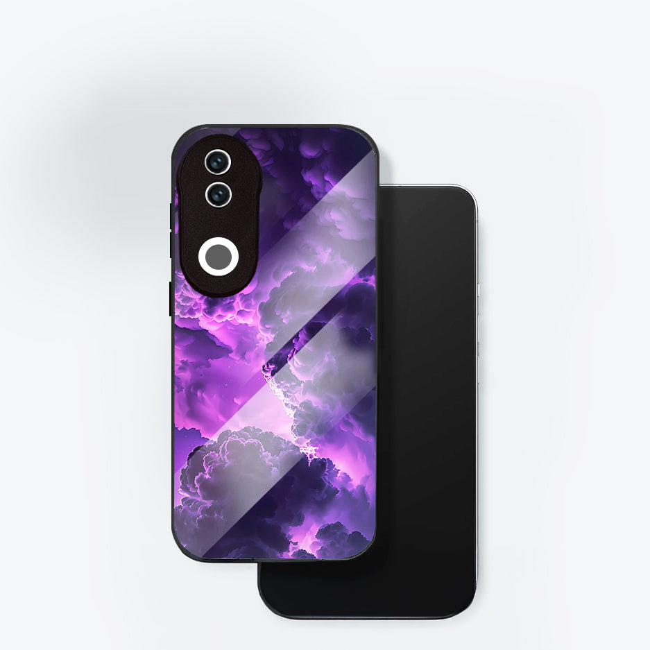 Vivo V50 5G Premium Acrylic Shockproof Glass Back Case (Violet Storm Surge)