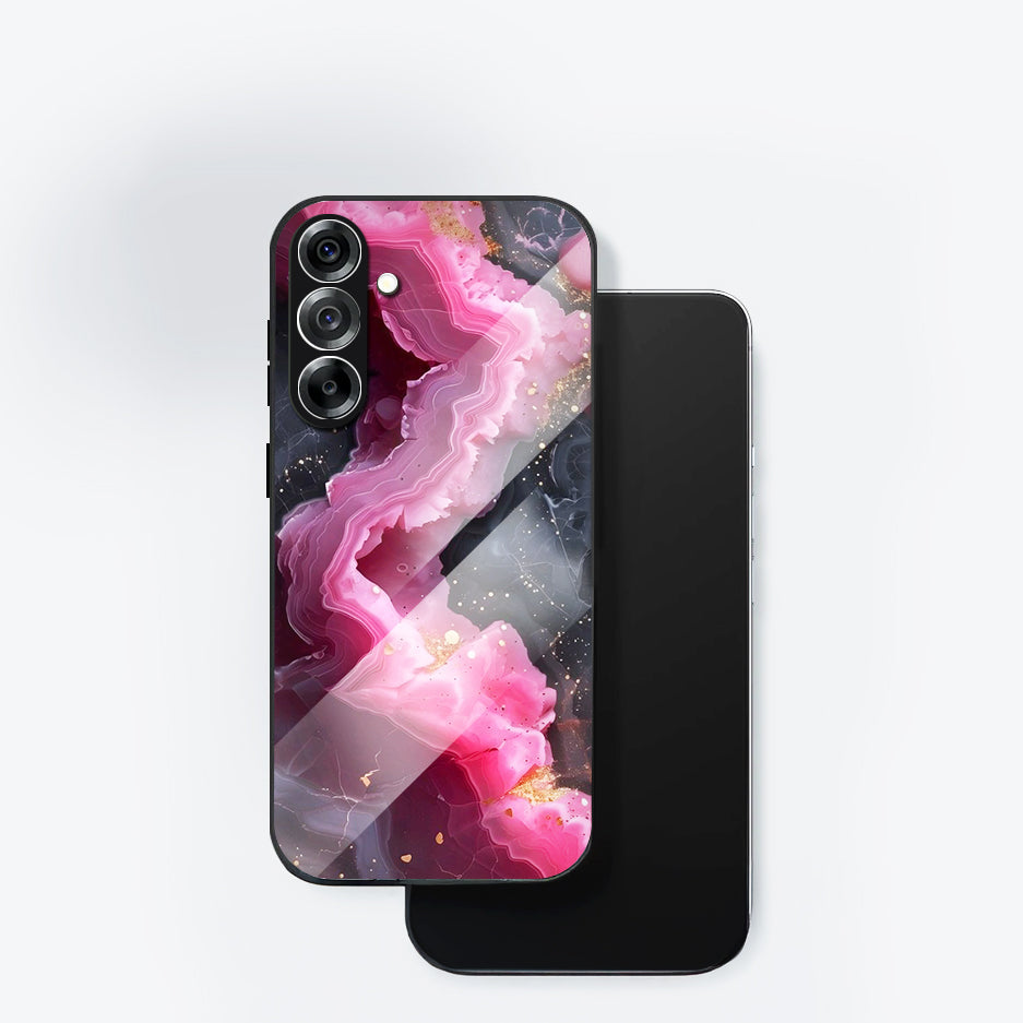 Samsung Galaxy A56 5G Premium Acrylic Shockproof Glass Back Case (Pink Aura Crystal)