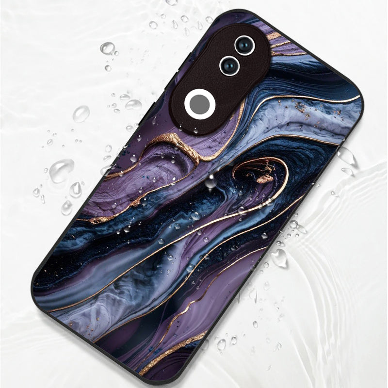 Vivo V50 5G Premium Acrylic Shockproof Glass Back Case (Purple Crystal Marble)