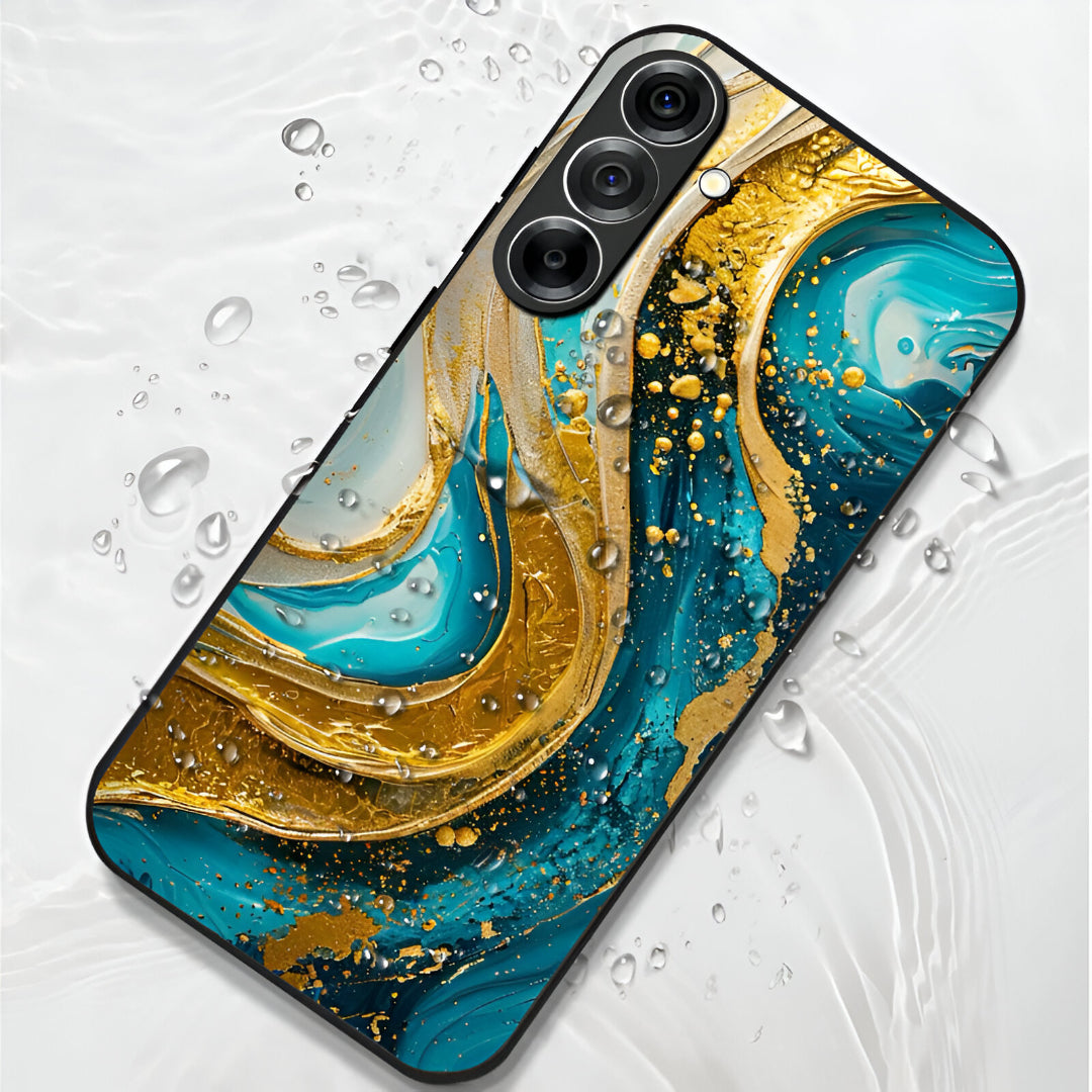 Samsung Galaxy A56 5G Premium Acrylic Shockproof Glass Back Case (Ocean Gold)