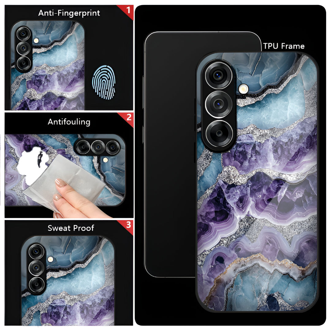 Samsung Galaxy A56 5G Premium Acrylic Shockproof Glass Back Case (Mystic Glacier Marble)