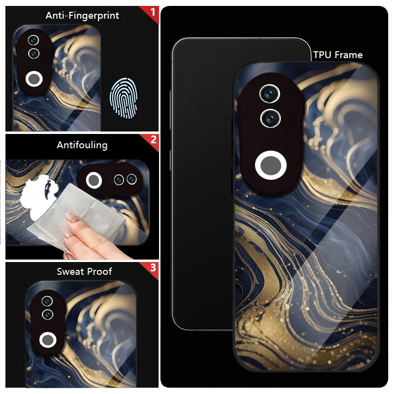 Vivo V50 5G Premium Acrylic Shockproof Glass Back Case (Night Sky Marble)
