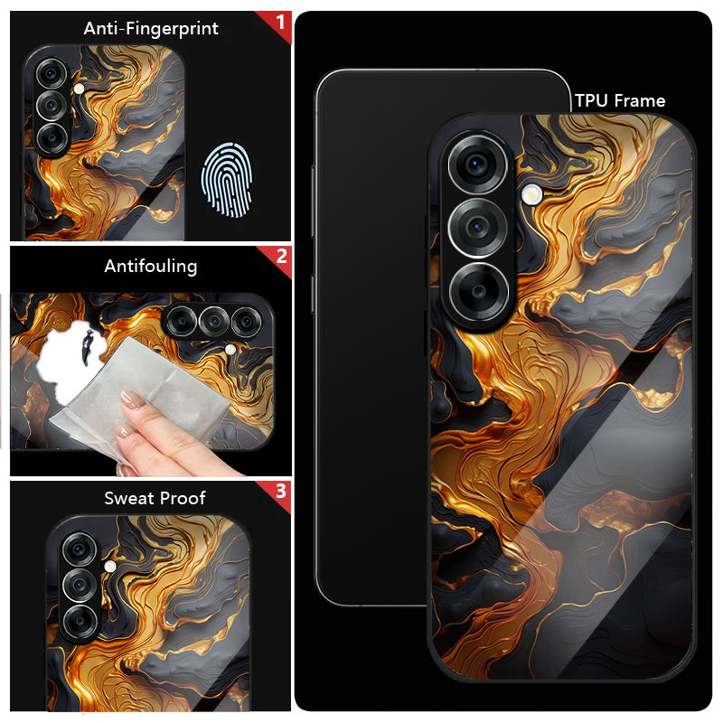 Samsung Galaxy A56 5G Premium Acrylic Shockproof Glass Back Case (Vulcan Marble)