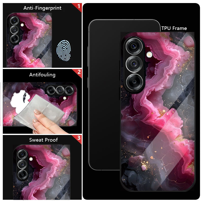 Samsung Galaxy A36 5G Premium Acrylic Shockproof Glass Back Case (Pink Aura Crystal)