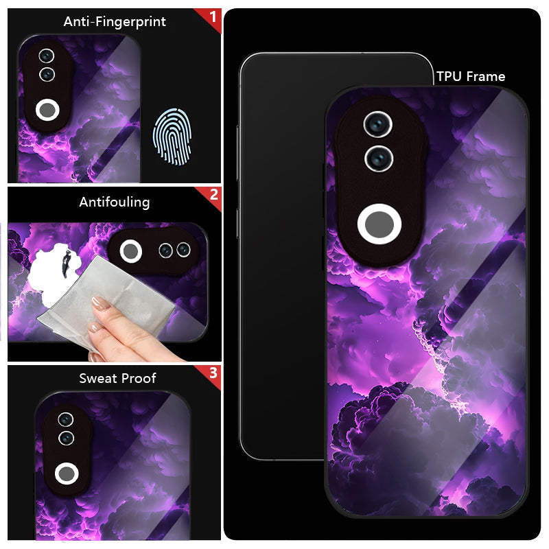 Vivo V50 5G Premium Acrylic Shockproof Glass Back Case (Violet Storm Surge)