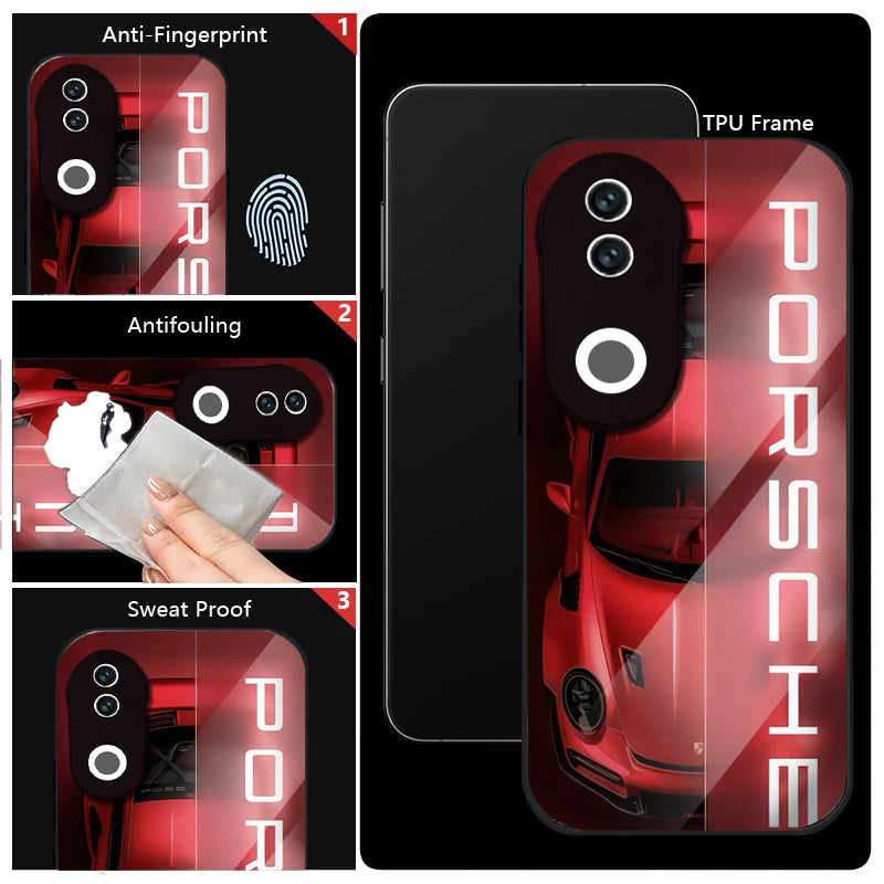 Vivo V50 5G Premium Acrylic Shockproof Glass Back Case (Porsche Neon Art)