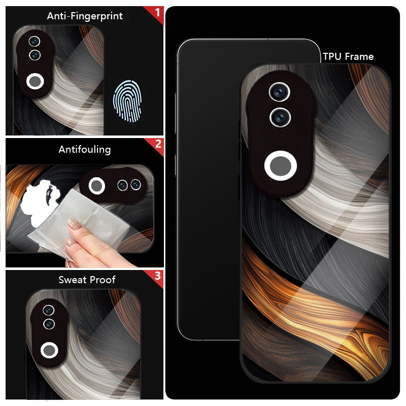 Vivo V50 5G Premium Acrylic Shockproof Glass Back Case (Earthtone Marble)