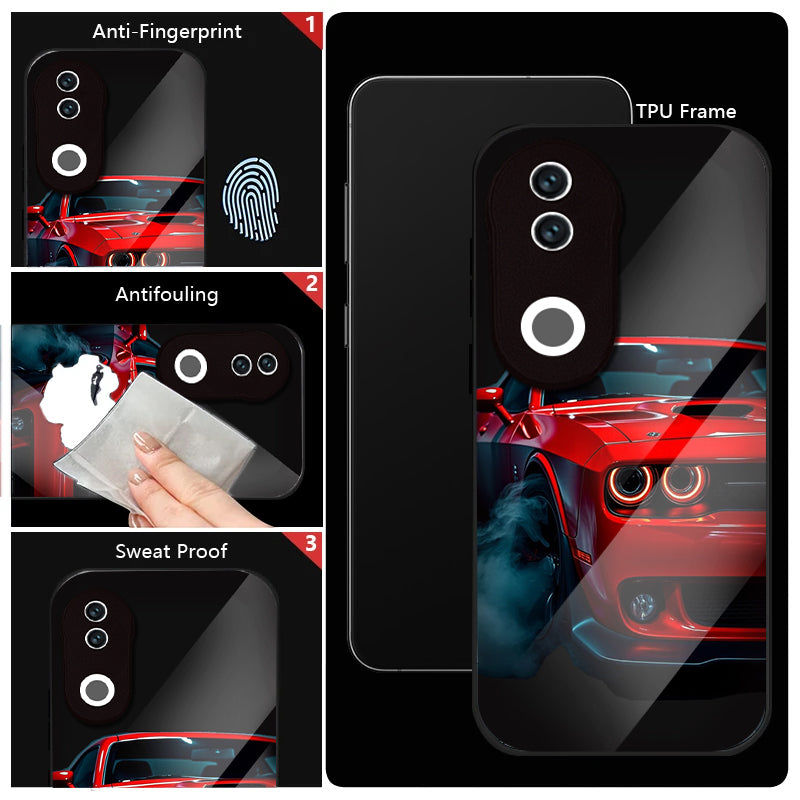 Vivo V50 5G Premium Acrylic Shockproof Glass Back Case (Midnight Racer)