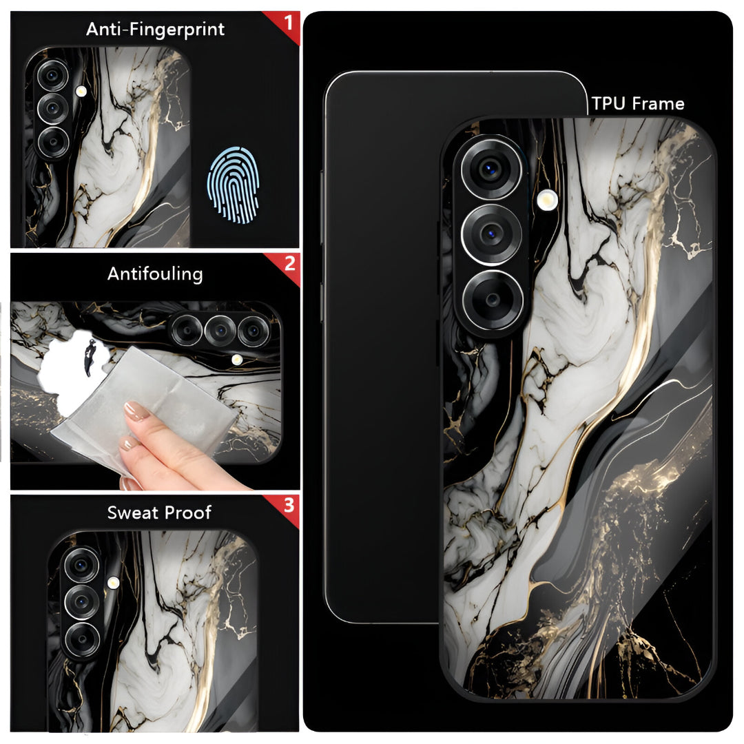 Samsung Galaxy A56 5G Premium Acrylic Shockproof Glass Back Case (Royal Marble Flow)