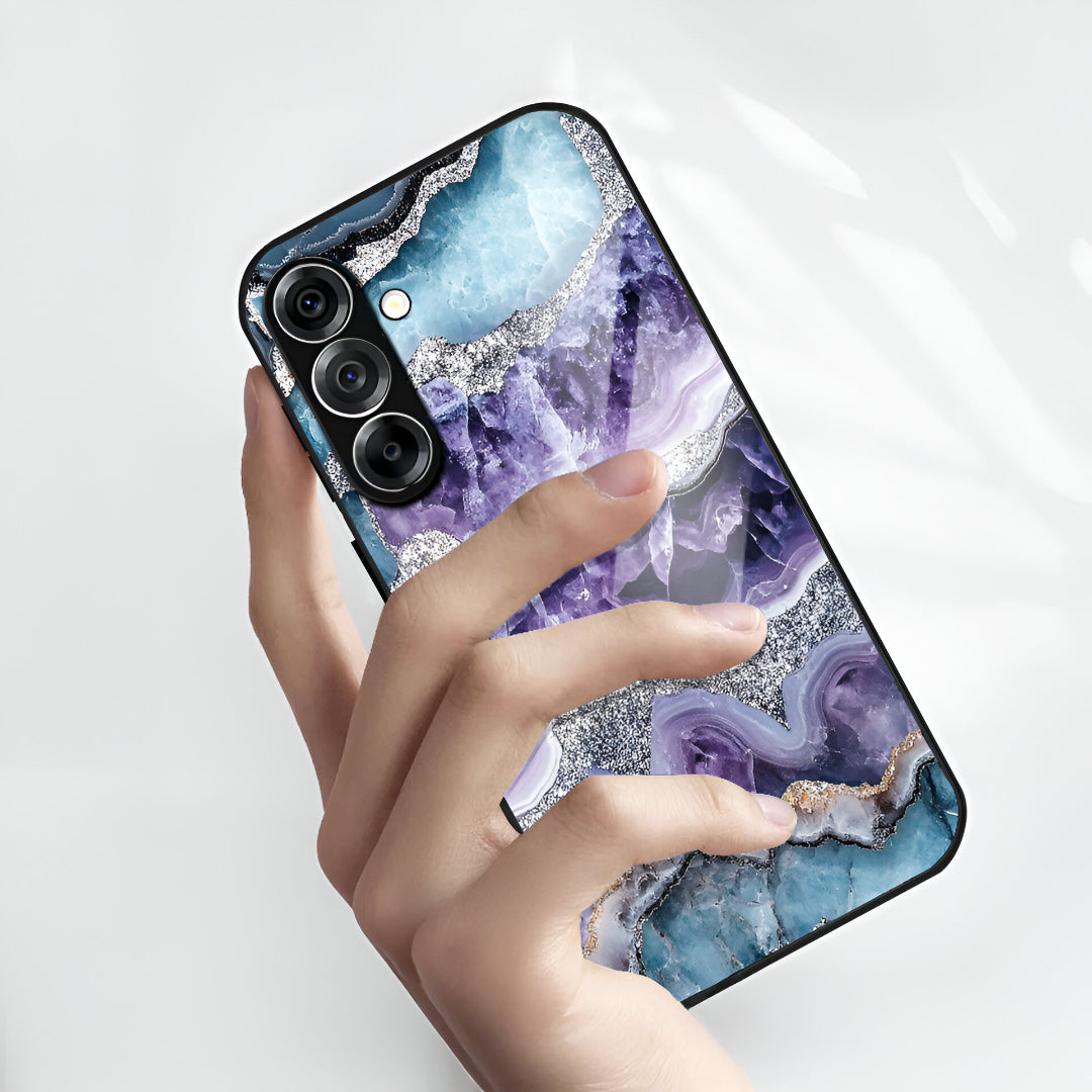 Samsung Galaxy A56 5G Premium Acrylic Shockproof Glass Back Case (Mystic Glacier Marble)