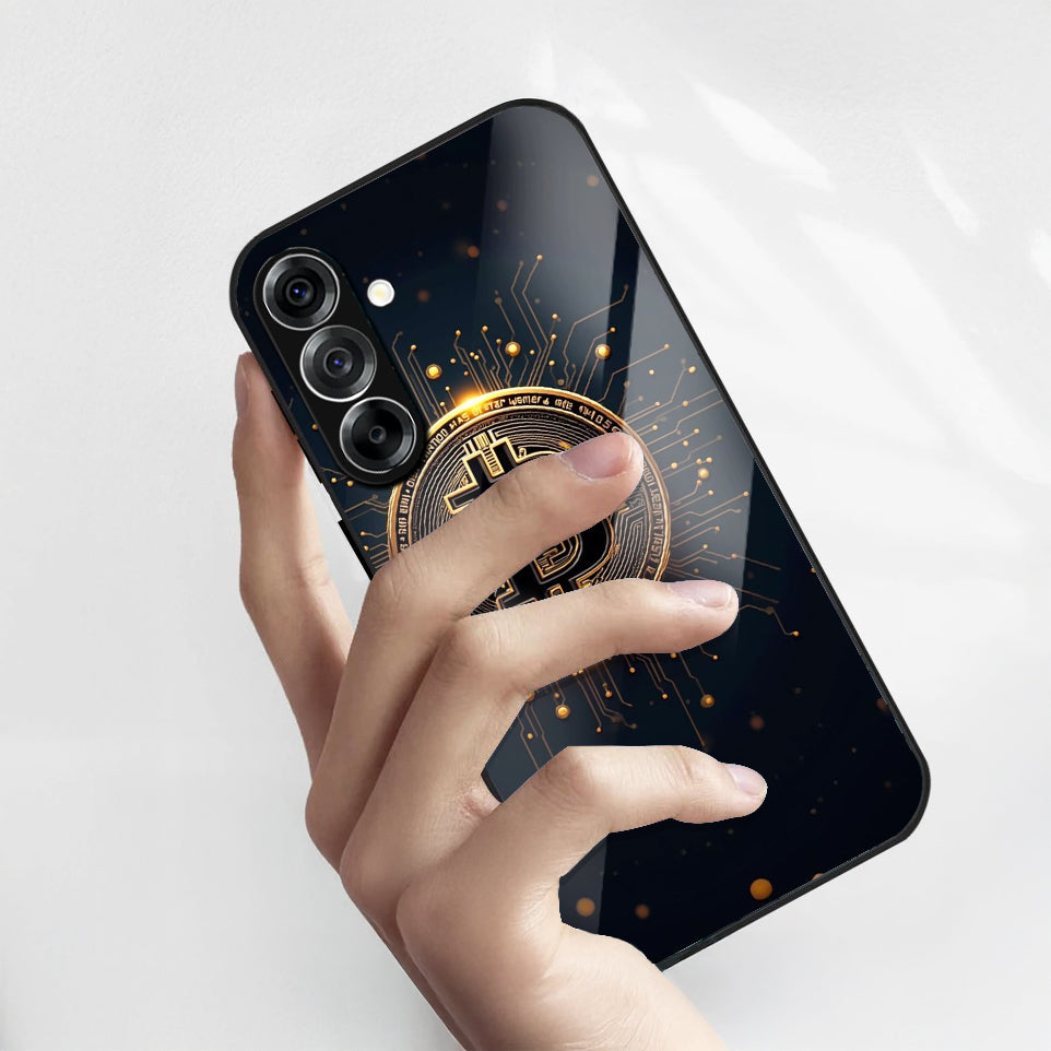 Samsung Galaxy A56 5G Premium Acrylic Shockproof Glass Back Case (Bitcoin Armor)