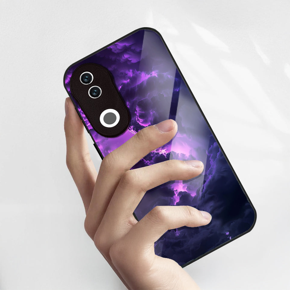 Vivo V50 5G Premium Acrylic Shockproof Glass Back Case (Violet Storm Surge)