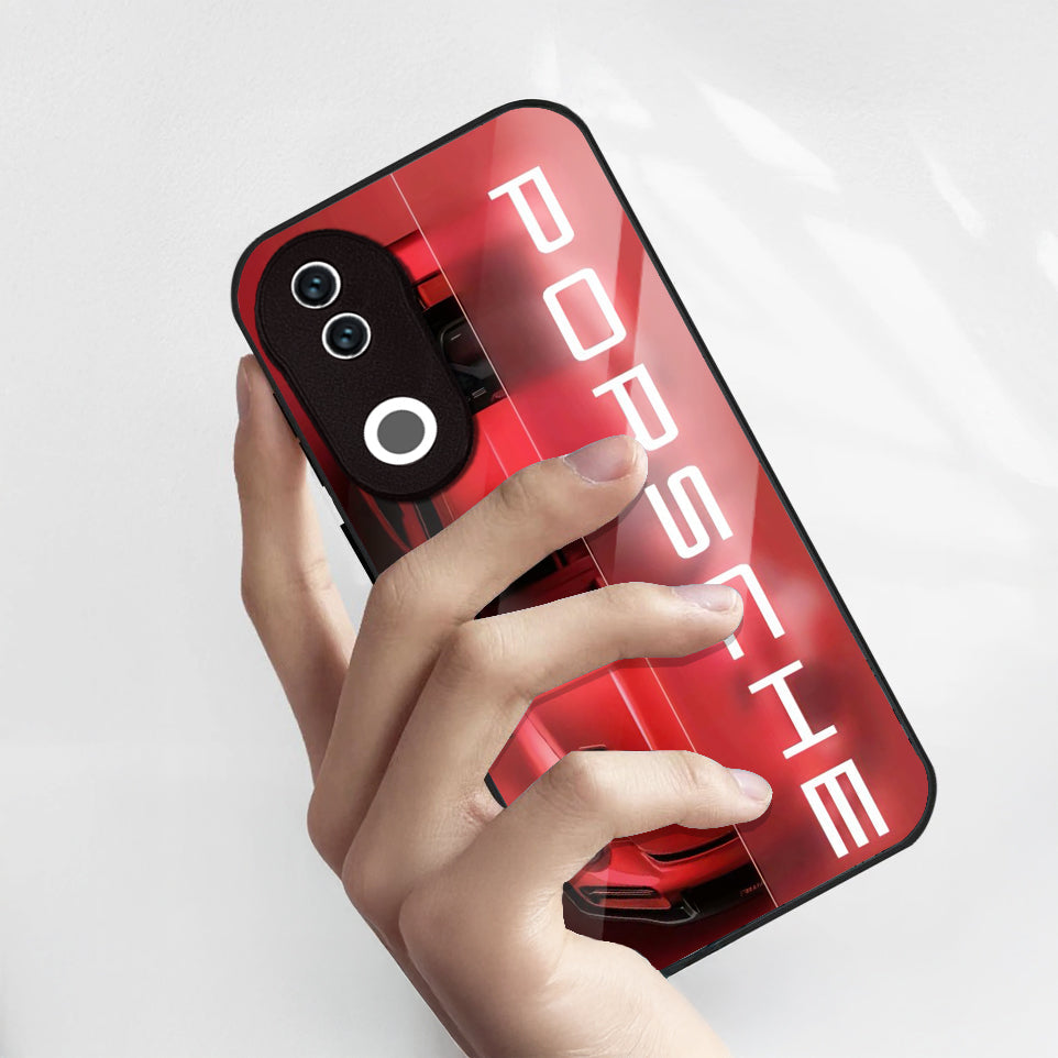 Vivo V50 5G Premium Acrylic Shockproof Glass Back Case (Porsche Neon Art)
