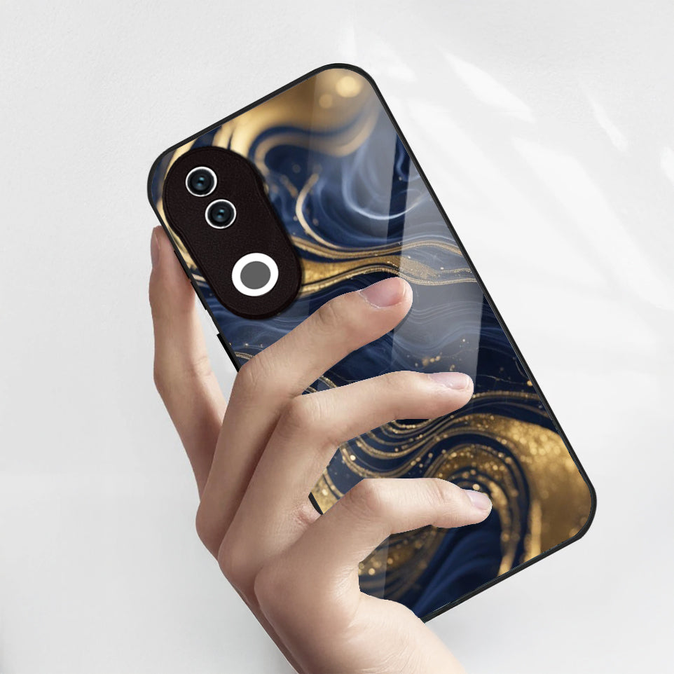 Vivo V50 5G Premium Acrylic Shockproof Glass Back Case (Night Sky Marble)