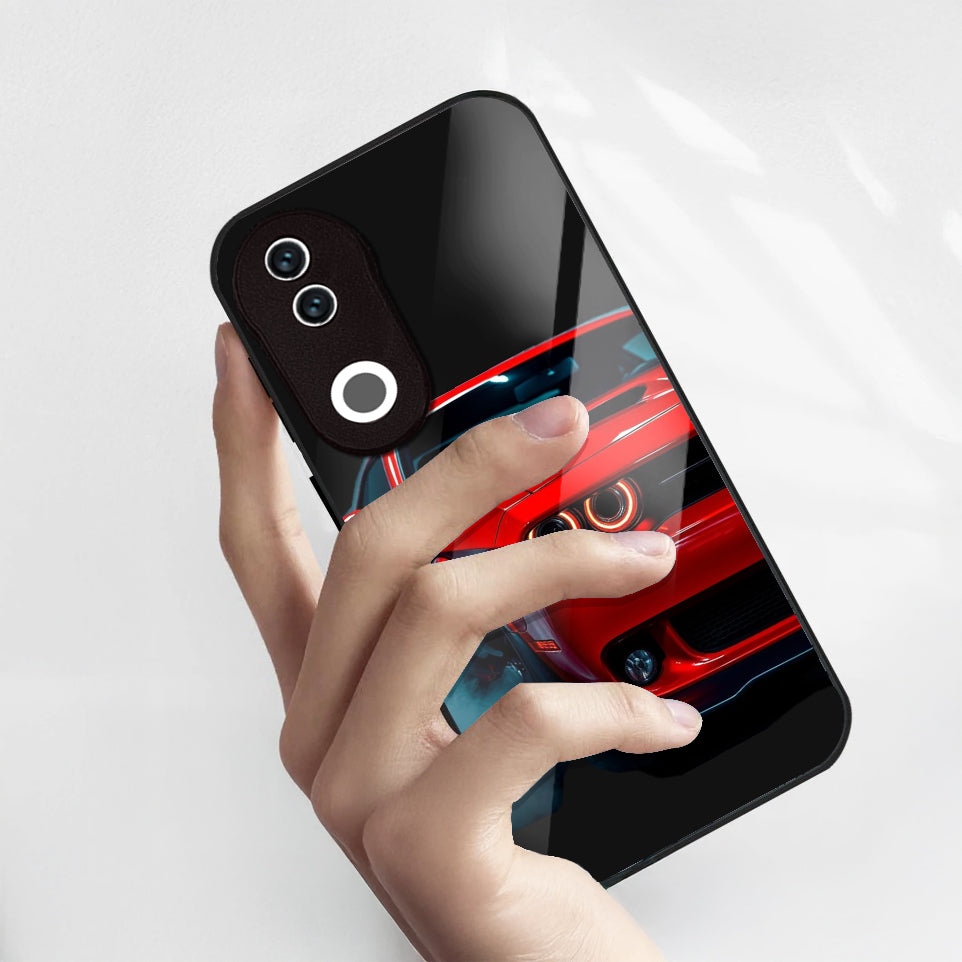 Vivo V50 5G Premium Acrylic Shockproof Glass Back Case (Midnight Racer)