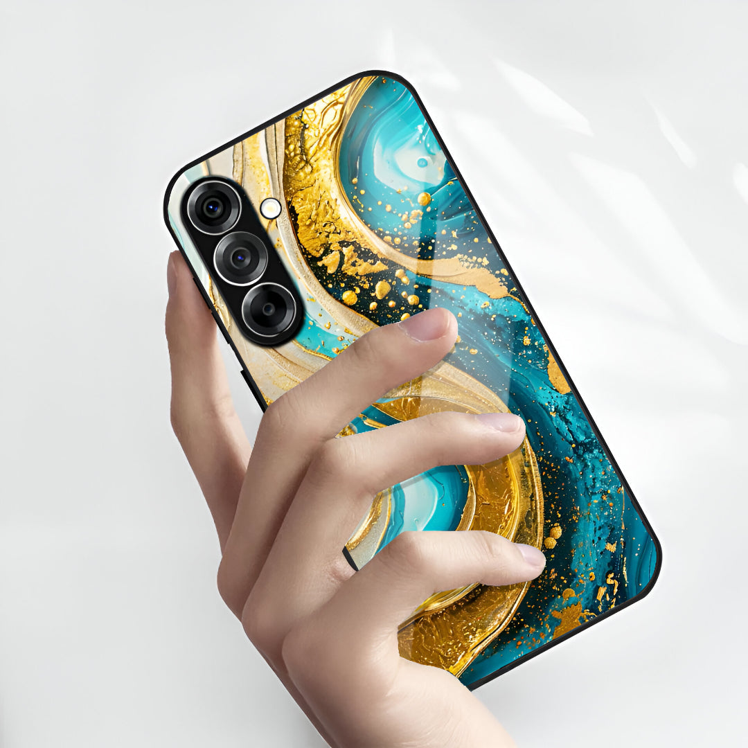 Samsung Galaxy A56 5G Premium Acrylic Shockproof Glass Back Case (Ocean Gold)