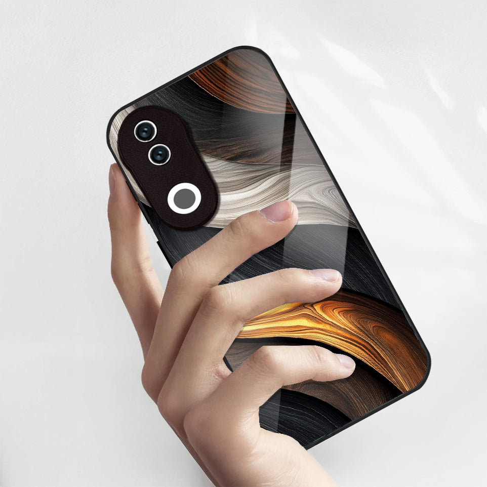 Vivo V50 5G Premium Acrylic Shockproof Glass Back Case (Earthtone Marble)