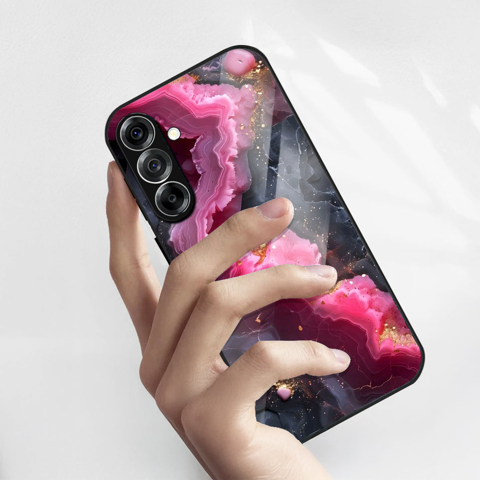 Samsung Galaxy A56 5G Premium Acrylic Shockproof Glass Back Case (Pink Aura Crystal)