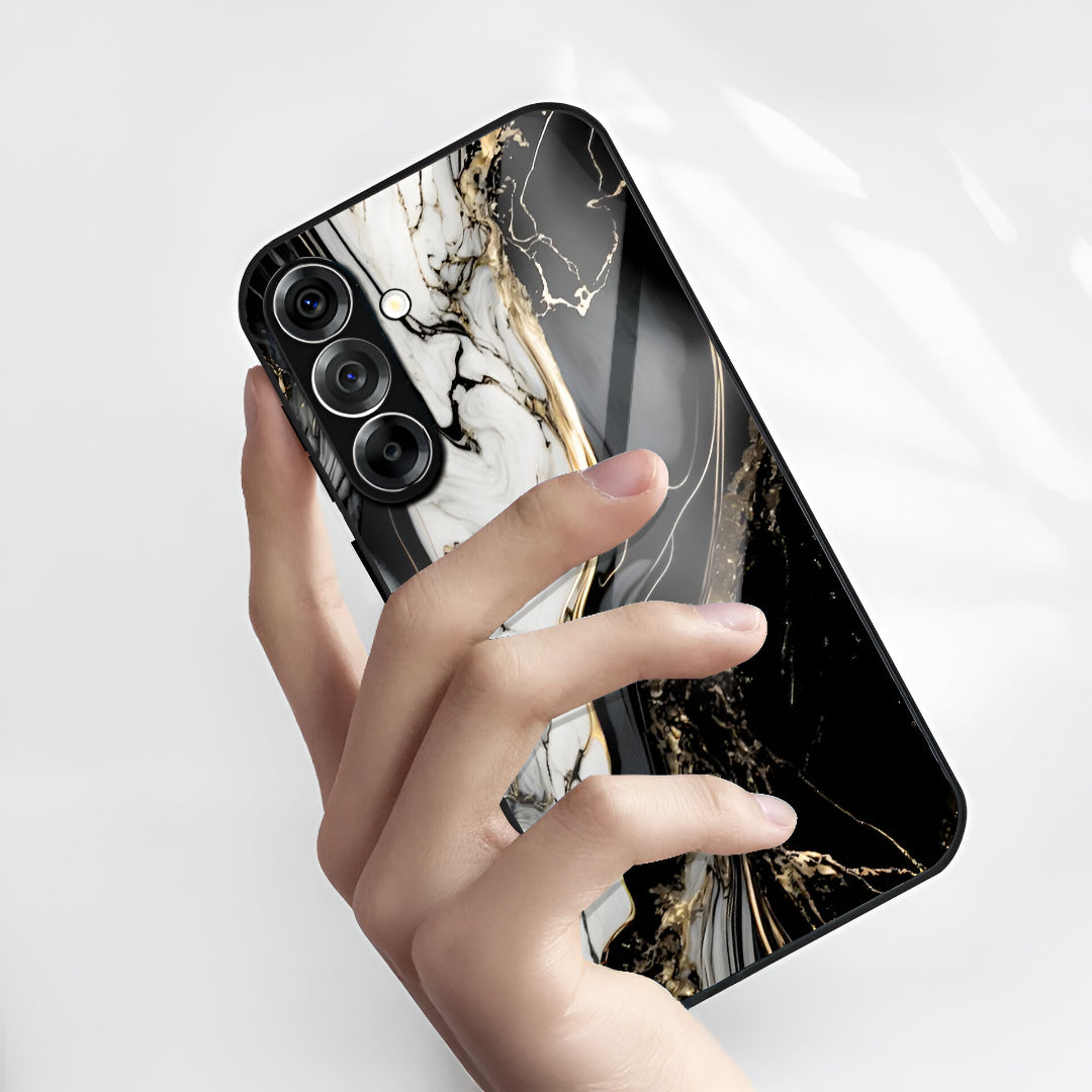 Samsung Galaxy A56 5G Premium Acrylic Shockproof Glass Back Case (Royal Marble Flow)