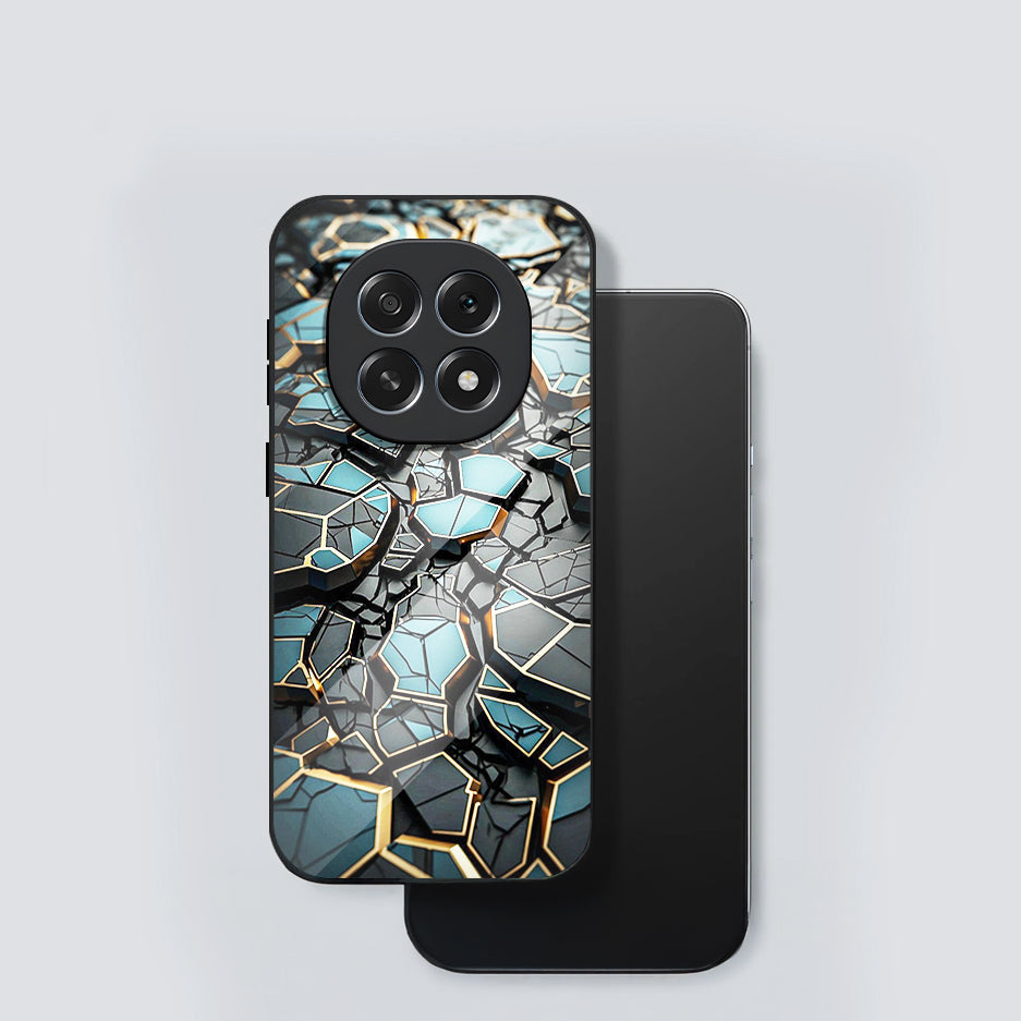 Oppo F29 Pro 5G Premium Acrylic Shockproof Glass Back Case (Gold Grid)