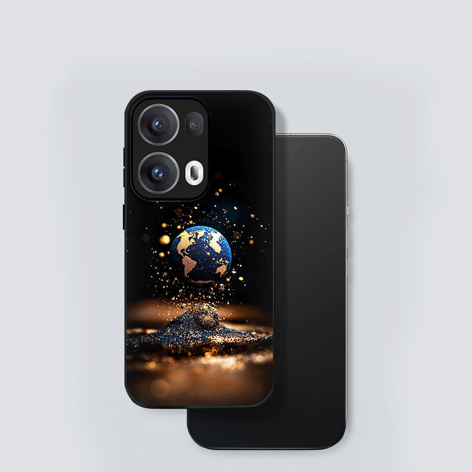 Oppo Reno13 5G Premium Acrylic Shockproof Glass Back Case (Galaxy of Gold)