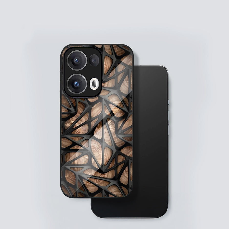 Oppo Reno13 5G Premium Acrylic Shockproof Glass Back Case (Marble Wood Texture)