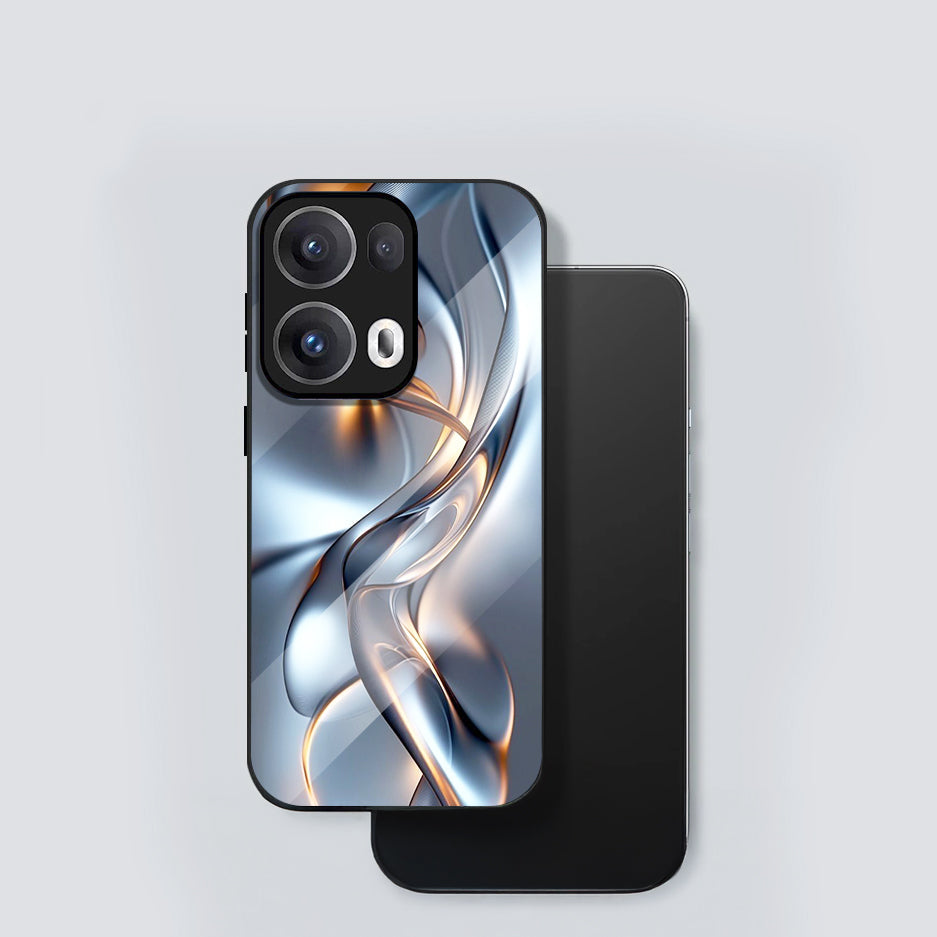 Oppo Reno13 5G Premium Acrylic Shockproof Glass Back Case (Liquid Chrome)
