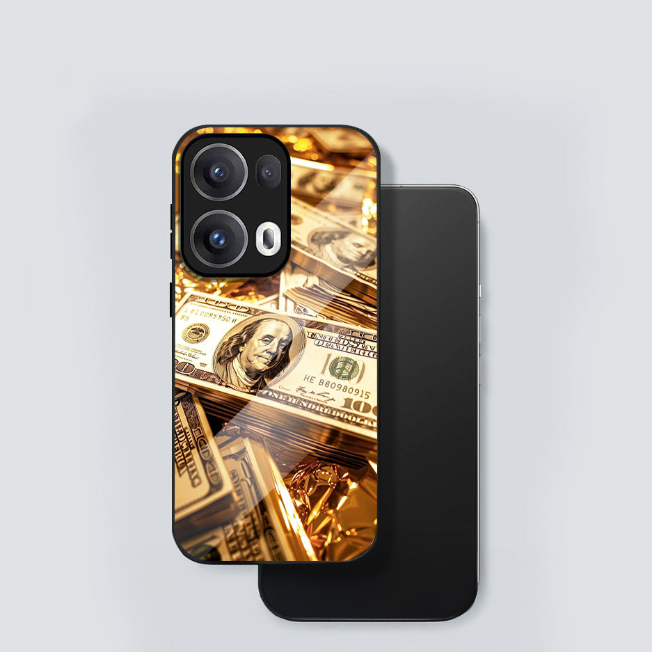 Oppo Reno13 5G Premium Acrylic Shockproof Glass Back Case (Money Glare)