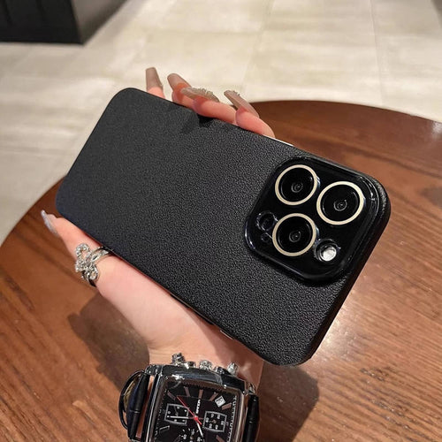 Grain Leather iPhone Case Full Body Protective Shockproof Back Cover