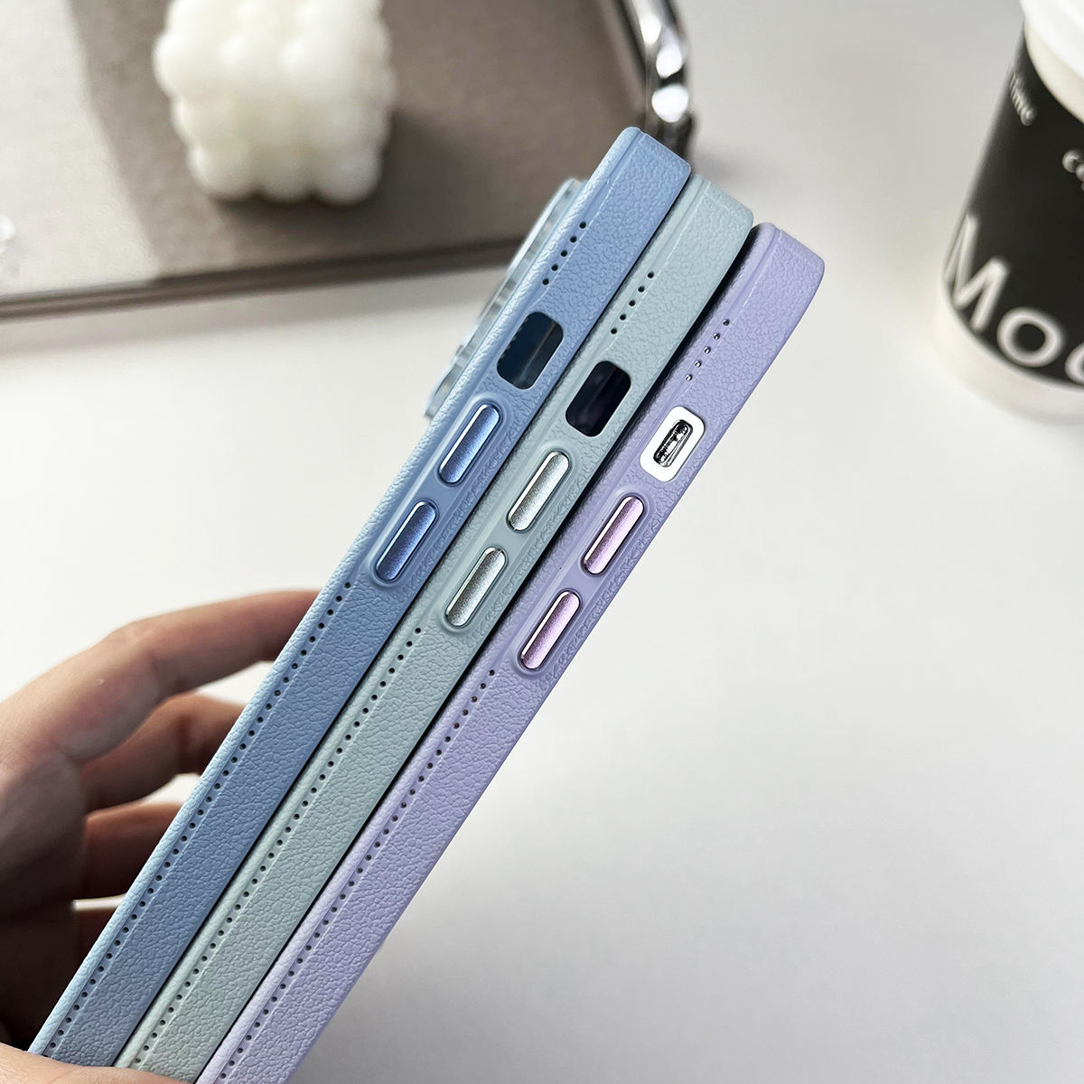 Grain Leather iPhone Case Full Body Protective Shockproof Back Cover