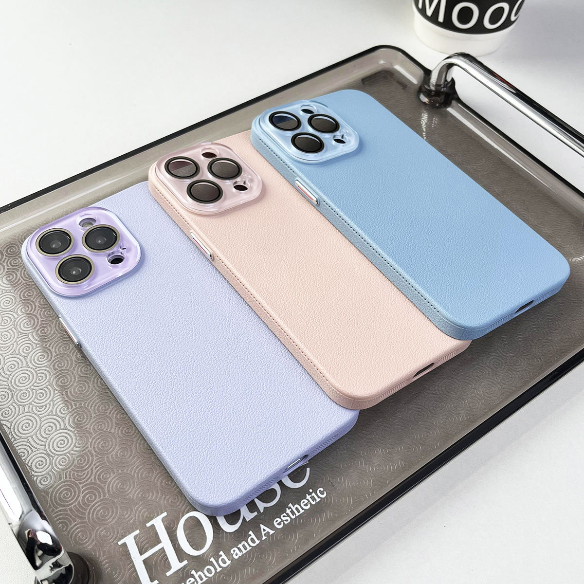 Grain Leather iPhone Case Full Body Protective Shockproof Back Cover