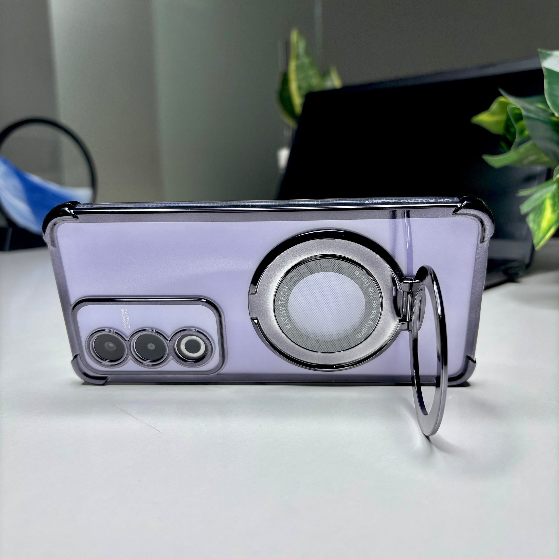 Oppo A3 Pro 5G Original Luxury Magnifier Ring Stand Shockproof Airbags Corner Case