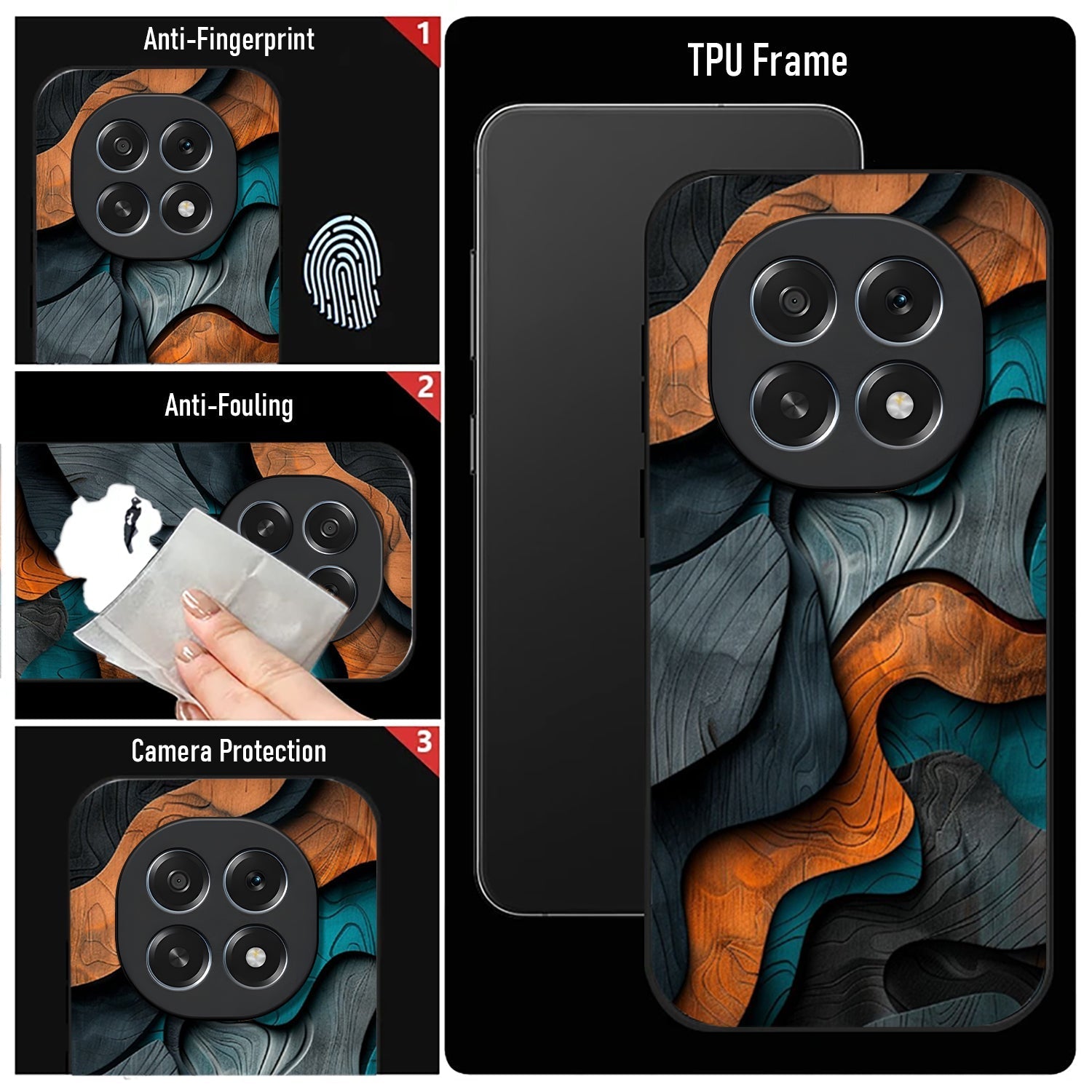 Oppo F29 Pro 5G Premium Acrylic Shockproof Glass Back Case (Rugged Wave)