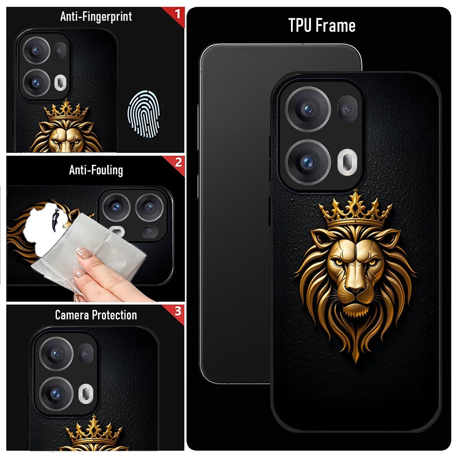 Oppo Reno13 5G Premium Acrylic Shockproof Glass Back Case (Lion King)