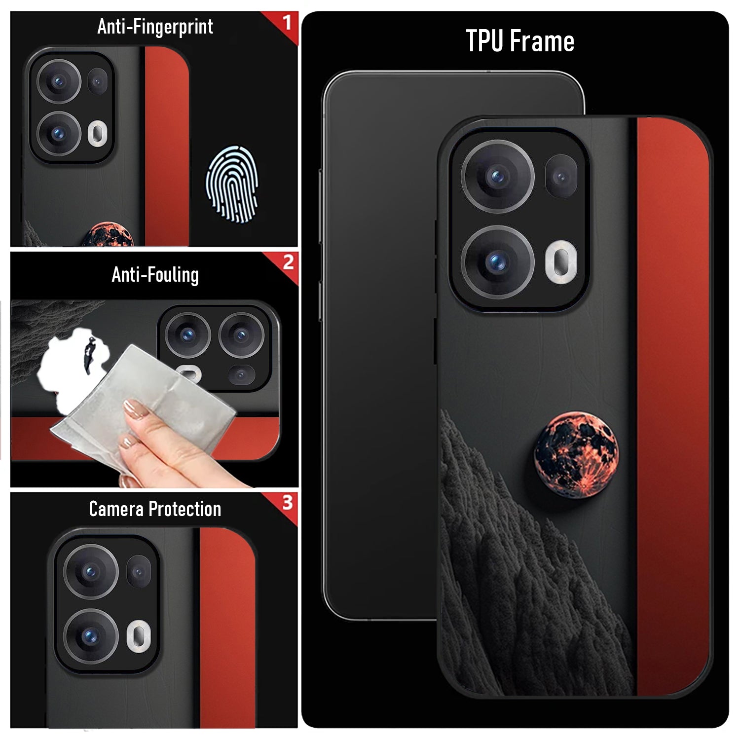 Oppo Reno13 5G Premium Acrylic Shockproof Glass Back Case (Volcanic Night)