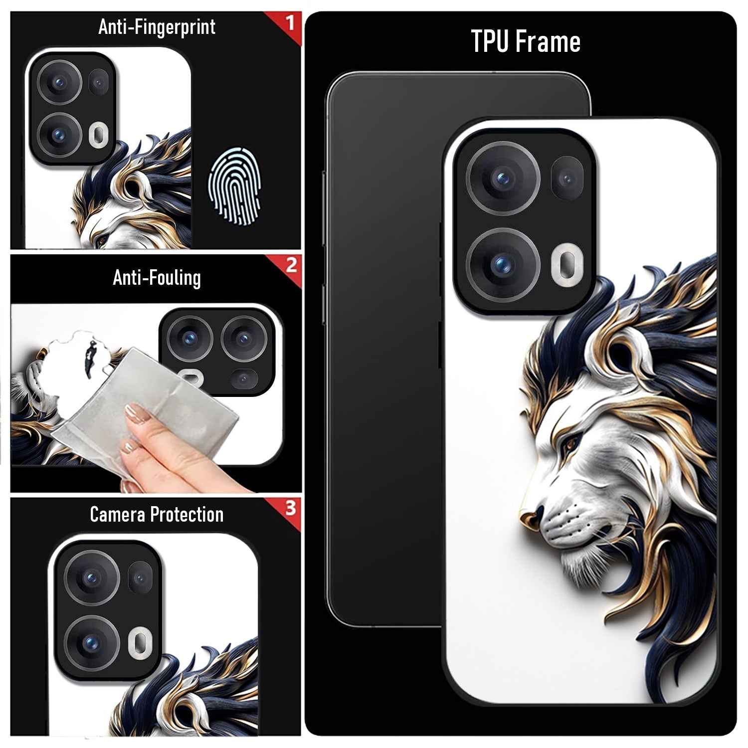 Oppo Reno13 5G Premium Acrylic Shockproof Glass Back Case (White King)