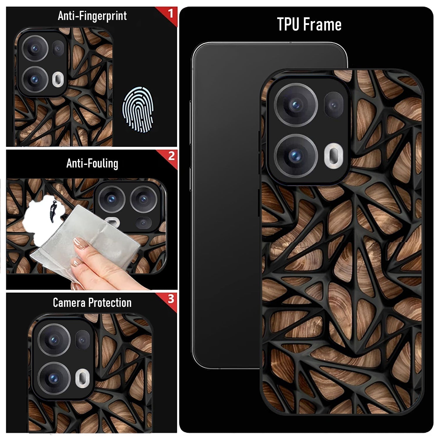 Oppo Reno13 5G Premium Acrylic Shockproof Glass Back Case (Marble Wood Texture)