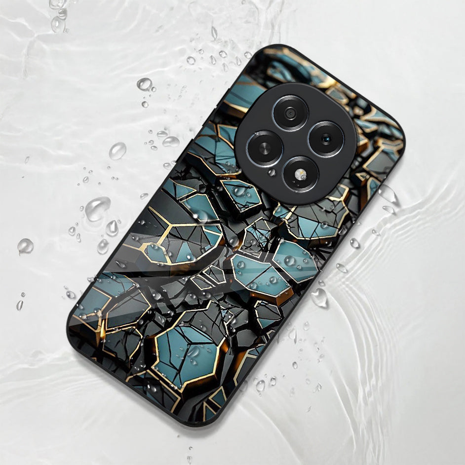 Oppo F29 Pro 5G Premium Acrylic Shockproof Glass Back Case (Gold Grid)